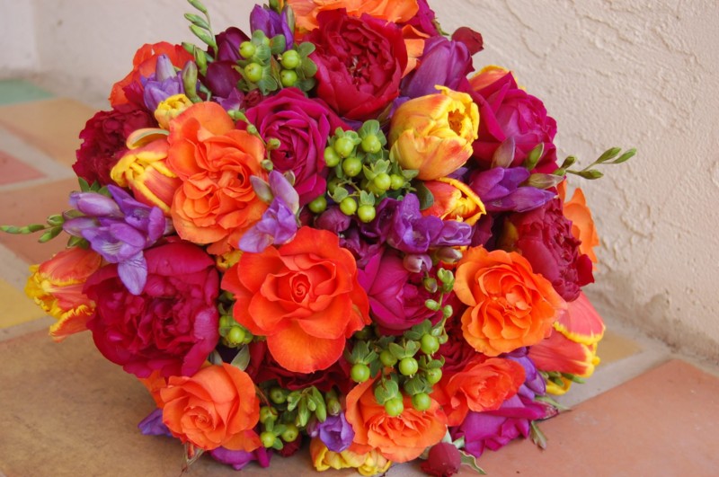 Bride'bouquet in red and orange